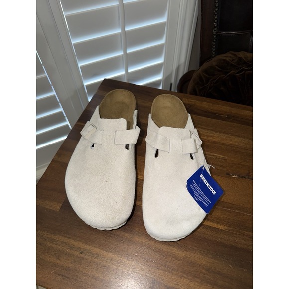 Birkenstock Shoes - NWT Birkenstock Boston Antique White Suede Leather Clogs Size 46 US 13 Mules